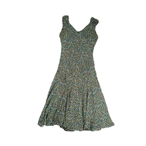 Vintage Y2K Talbots Petite 8 Silk Slip Drop Waist Midi Dress Chiffon Brown Fairy - Picture 3 of 11